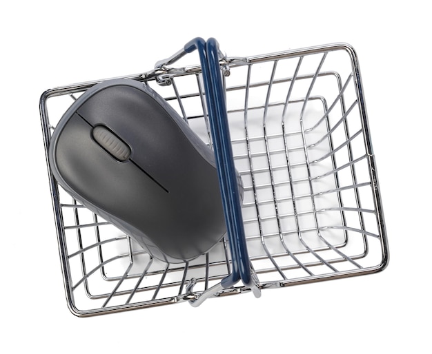 Free photo computer mouse and shopping basket