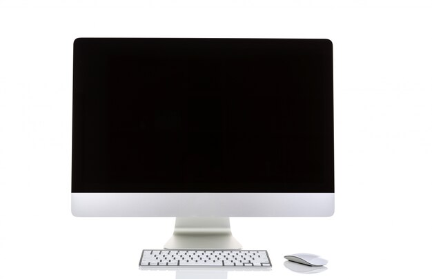 흰색 배경에 컴퓨터 화면