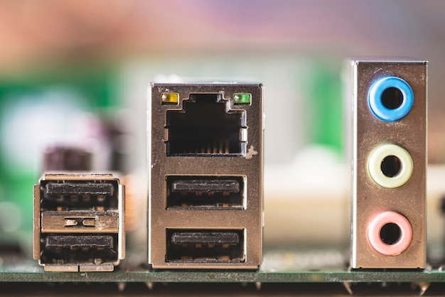 Computer socket; adapter and audio ports of computer