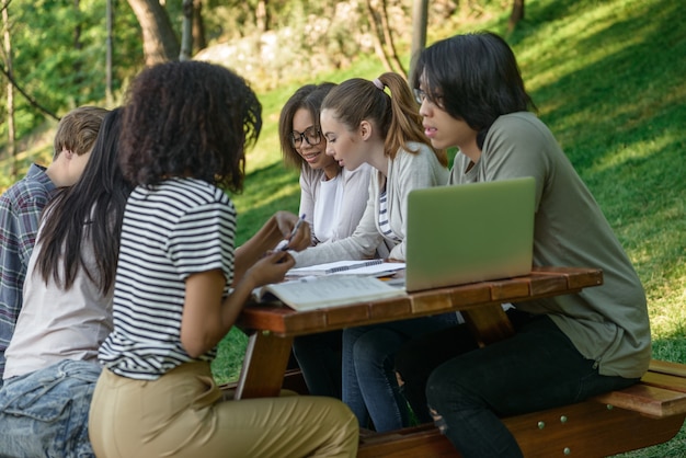 Free photo concentrated group of young students