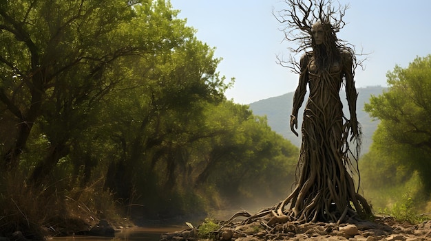 Foto gratuita arte fantasia concetto foresta albero uomo