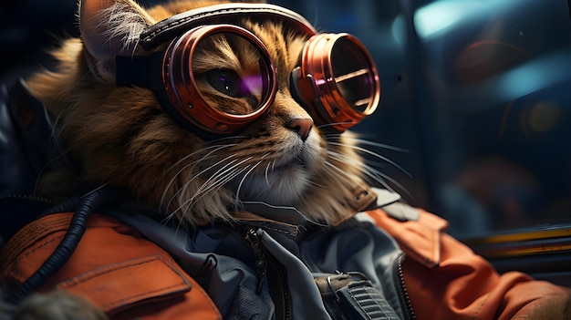 Foto gratuita gatto in scifi concept di sfondo spaziale