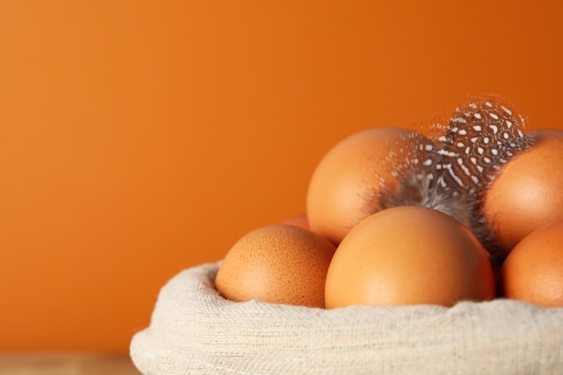 Concept of fresh and natural farm product eggs space for text