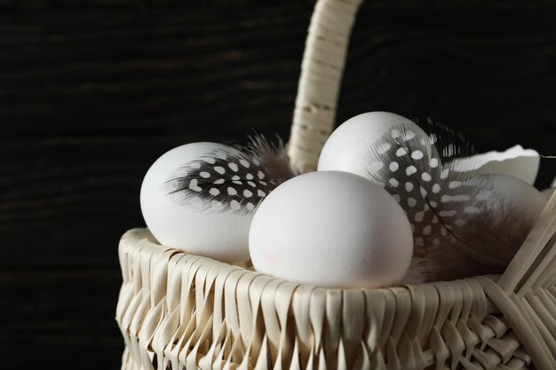 Concept of fresh and natural farm product eggs