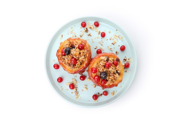 Концепция вкусной еды с печеными яблоками, изолированные на белом фоне Бесплатные Фотографии