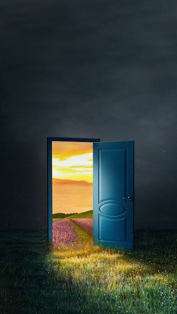 Free photo concept of open door collage