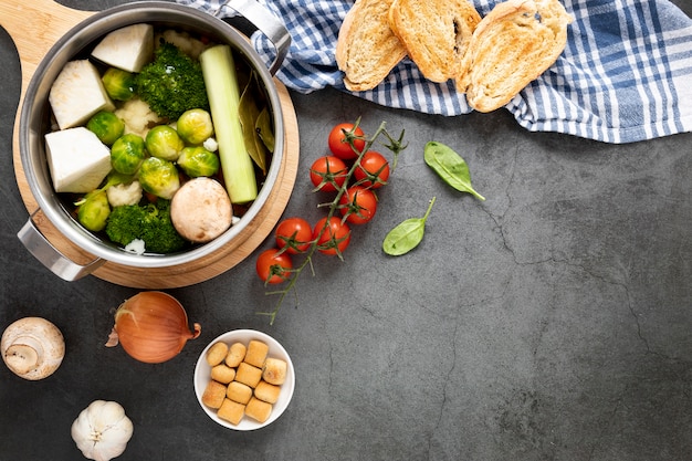 Free photo concept of organic soup eating