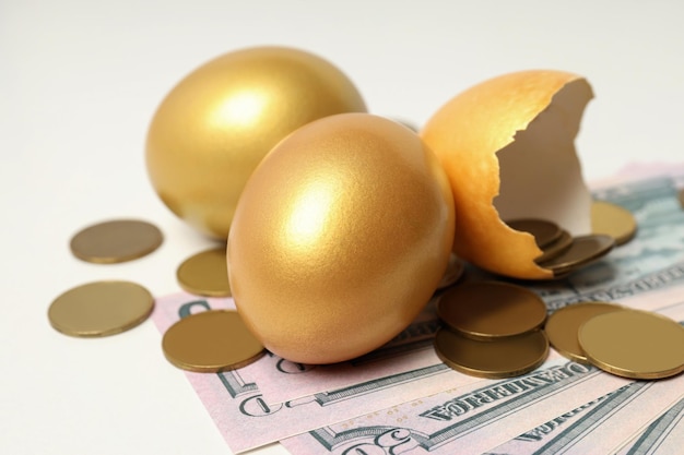 Concept of wealth and retirement golden eggs