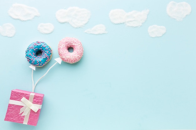 Free photo concept with donuts copy space