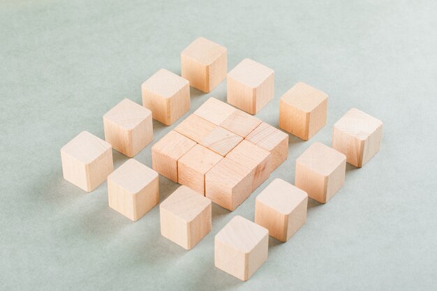 Conceptual of business with wooden blocks.