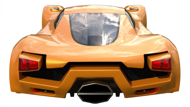개념적 오렌지 경주 용 자동차입니다. 3d 렌더링. 프리미엄 사진