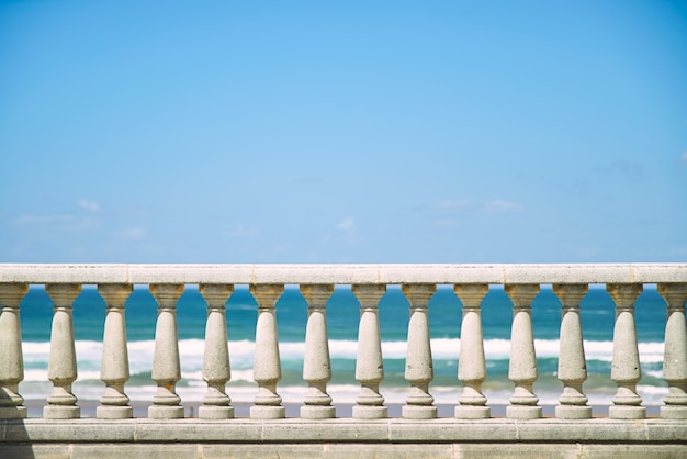 Concrete pillar fence and blue sky