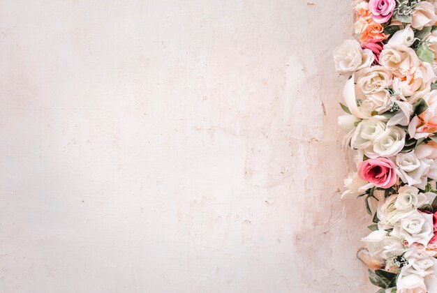 Concrete wall with flowers