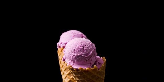 Cones with delicious flavored ice cream
