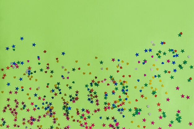 Confetti on a green table