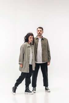 Confidence. trendy fashionable couple isolated on white studio background.