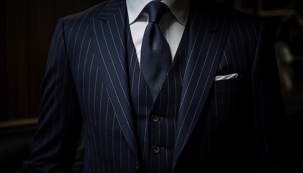 Уверенный в себе бизнесмен в полном костюме излучает успех, созданный ИИ