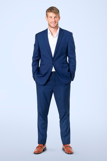 Confident European businessman full body portrait for jobs and career campaign