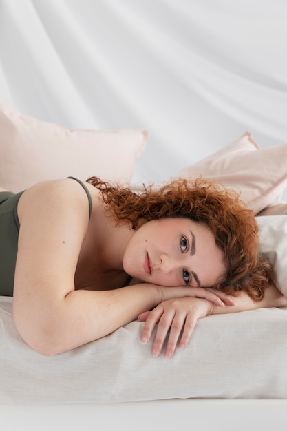 Confident ginger woman posing