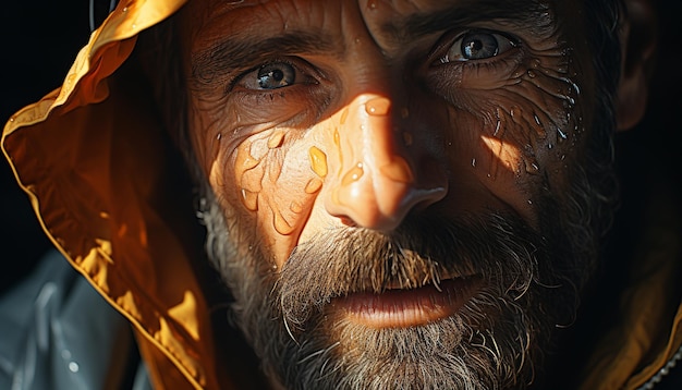 Foto gratuita un uomo sicuro di sé con la barba che guarda la telecamera generata dall'intelligenza artificiale