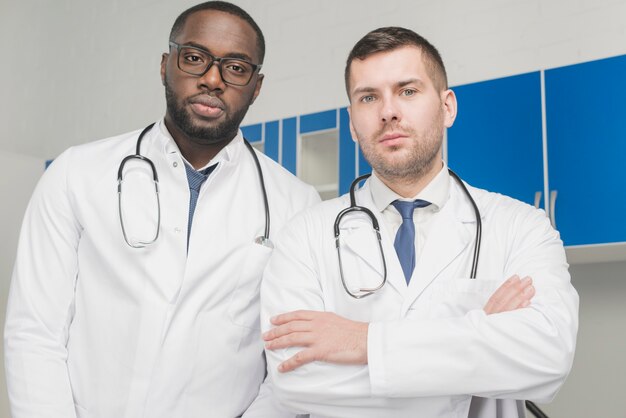 Confident multiracial doctors