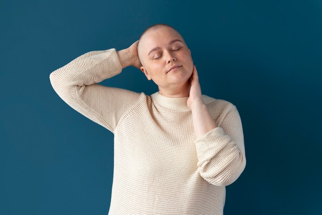 Confident woman fighting breast cancer