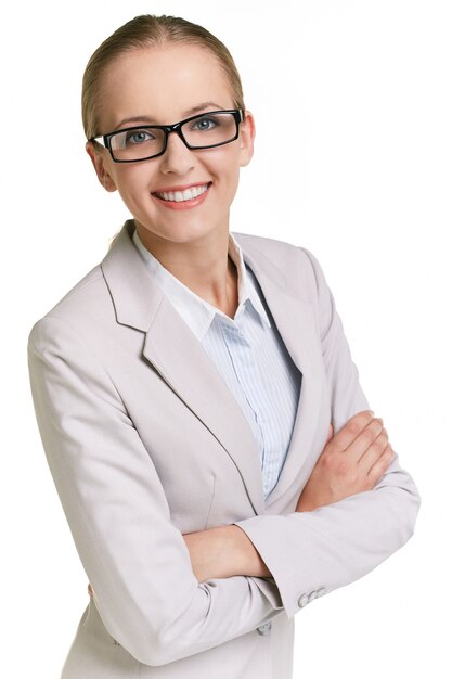Confident woman with glasses