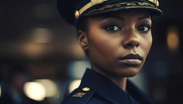 Confident young African woman in casual cap generated by AI