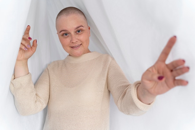 Free photo confident young woman fighting breast cancer