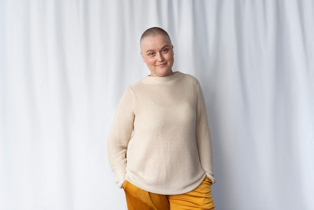 Confident young woman fighting breast cancer