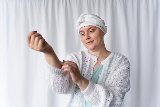 Confident young woman fighting cancer