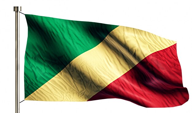 Congo National Flag Isolated 3D White Background