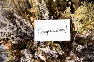 Free photo congratulations card with various plants