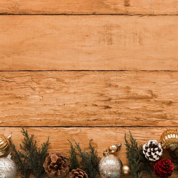 Coniferous twig decorated snags and baubles