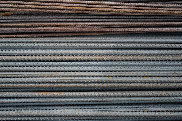 Construction steel reinforcement closeup selective focus Warehouse of building materials repair and construction of buildings and houses