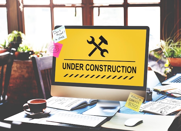 Free photo under construction warning sign icon concept