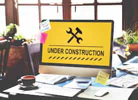 Free photo under construction warning sign icon concept