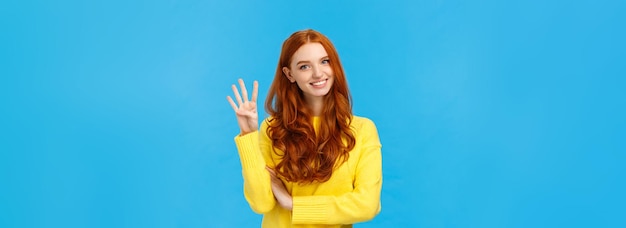 Consumer shopping and fashion concept attractive ginger girl redhead woman making reservetion place