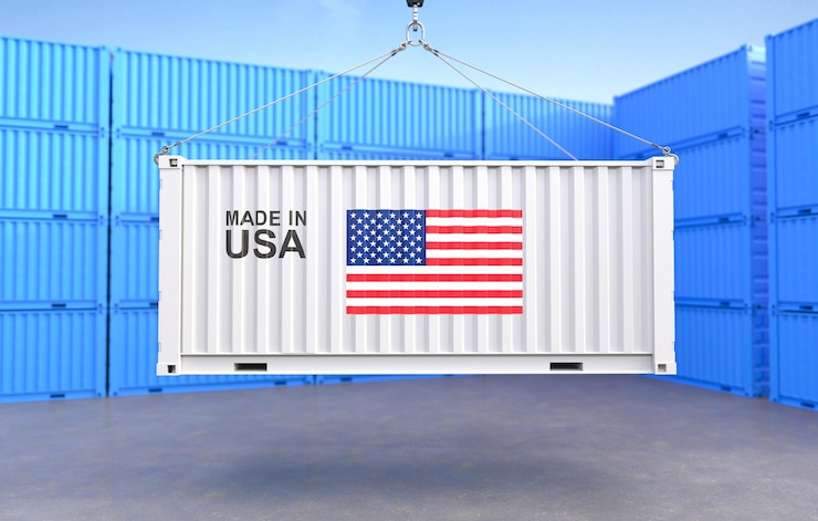無料Photo アメリカの国旗を掲げたコンテナ