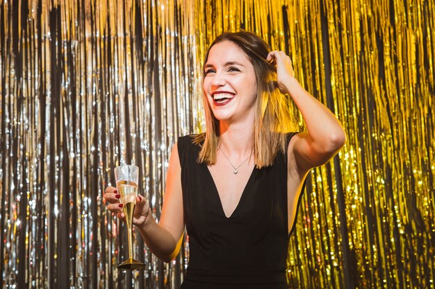 Content woman at new year celebrations