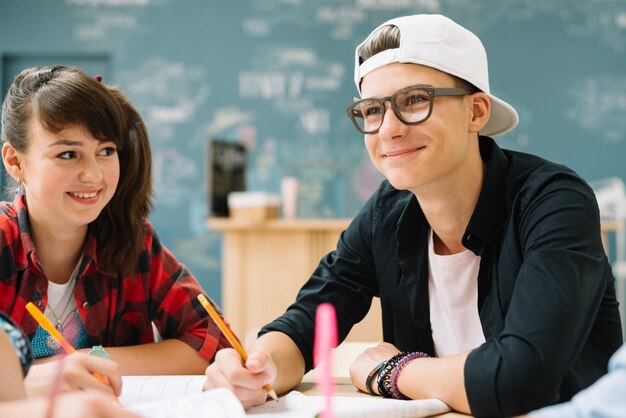 Content youngsters studying together