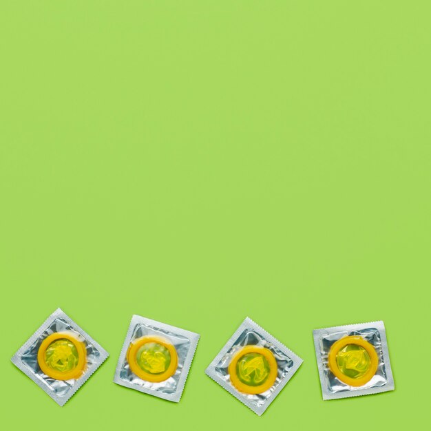 Contraception method arrangement with copy space on green background