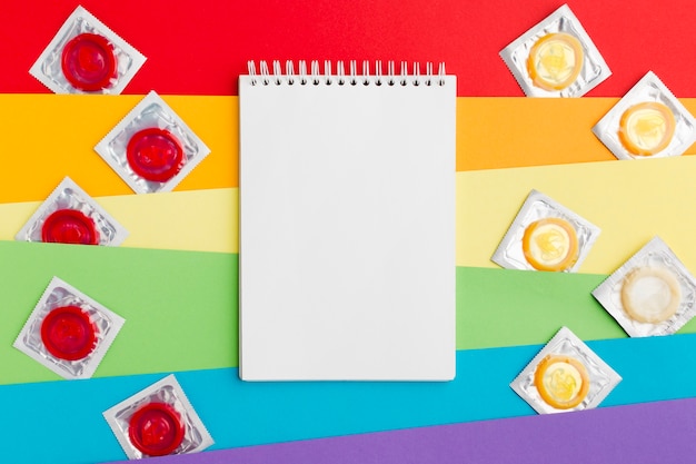 Free photo contraception method arrangement with empty notepad