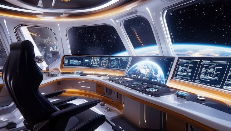 Free Photo control table of a spacecraft from the inside