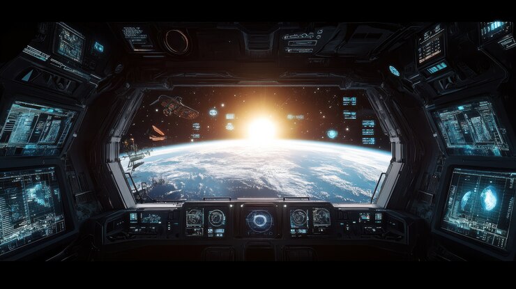 Free Photo control table of a spacecraft from the inside