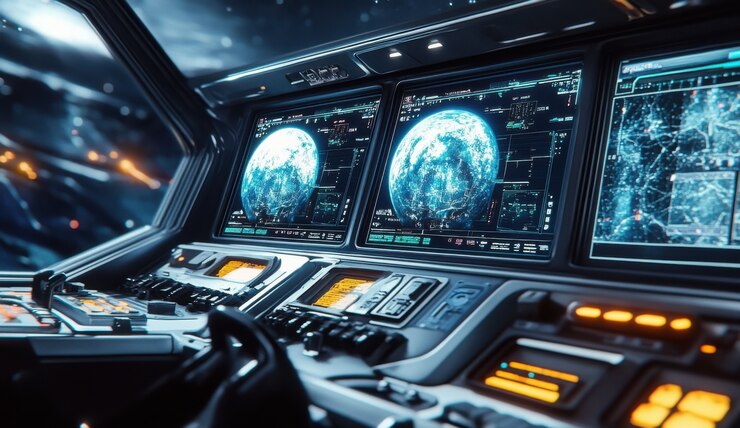 Free Photo control table of a spacecraft from the inside