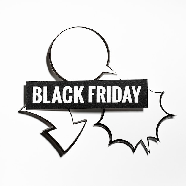 Foto gratuita nuvole di conversazione e segno del black friday