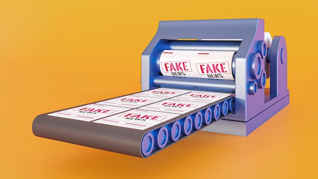 Free photo conveyor belt with fake news