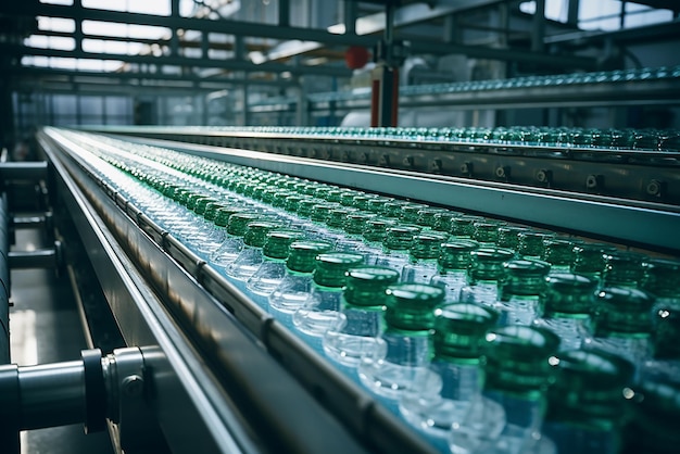 A conveyor on the water bottling line