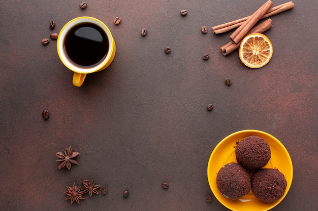 Cookies surrounded by coffee beans